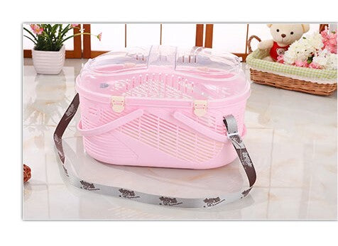 Pet Carrier Cage Dog Cat Rabbit Guinea Pig Ferret with Mat Pink Small