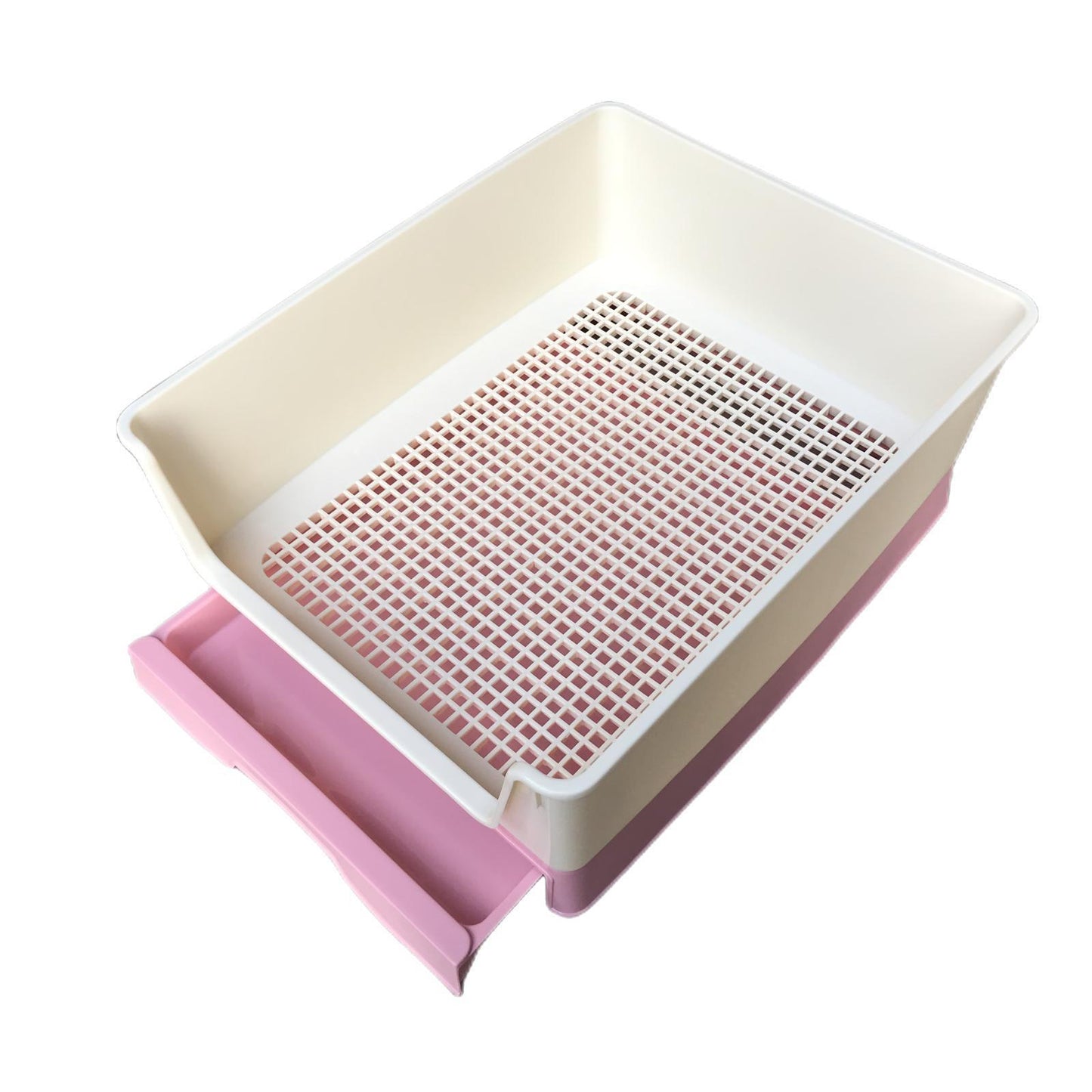 Dog Potty Training Tray Medium Pet Puppy Toilet Trays Loo Pad with Wall - Pink