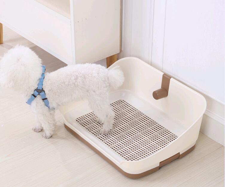 Dog Potty Training Tray Medium Portable with Wall Pet Puppy Toilet Loo Pad Mat - Brown