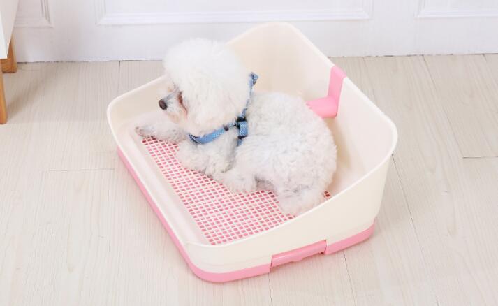 Dog Potty Training Tray Medium Portable with Wall Pet Puppy Toilet Loo Pad Mat - Pink