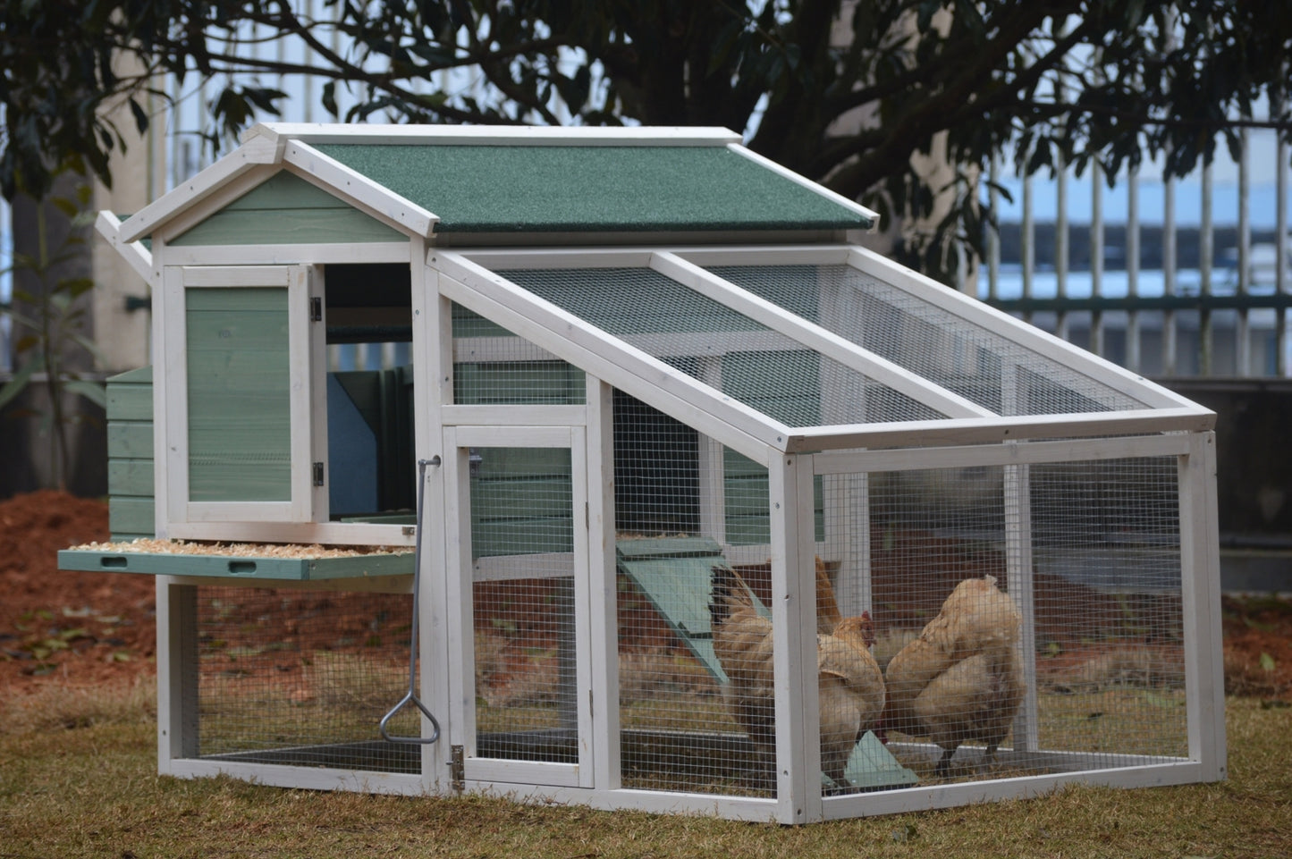 Green Large Chicken Coop Rabbit Hutch Ferret Guinea Pig Cage - Hen Chook Cat Kitten House