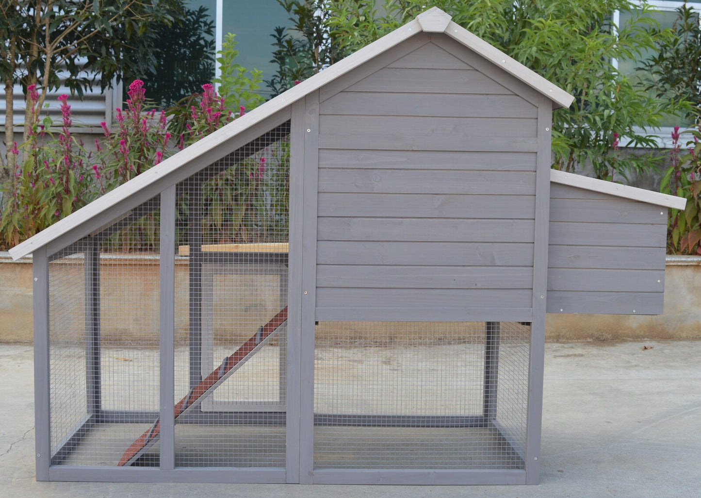 Grey Large Chicken Coop Rabbit Hutch Ferret Guinea Pig Cage Hen Chook Cat Kitten House