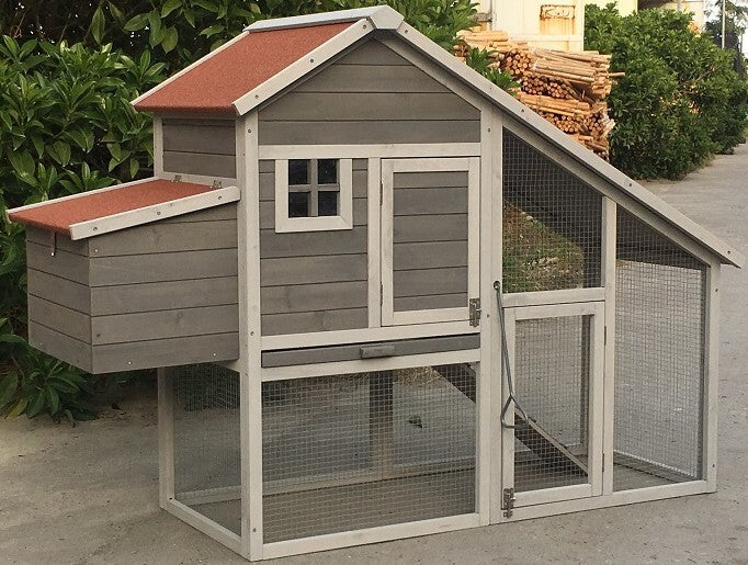 Grey Large Chicken Coop Rabbit Hutch Ferret Guinea Pig Cage Hen Chook Cat Kitten House