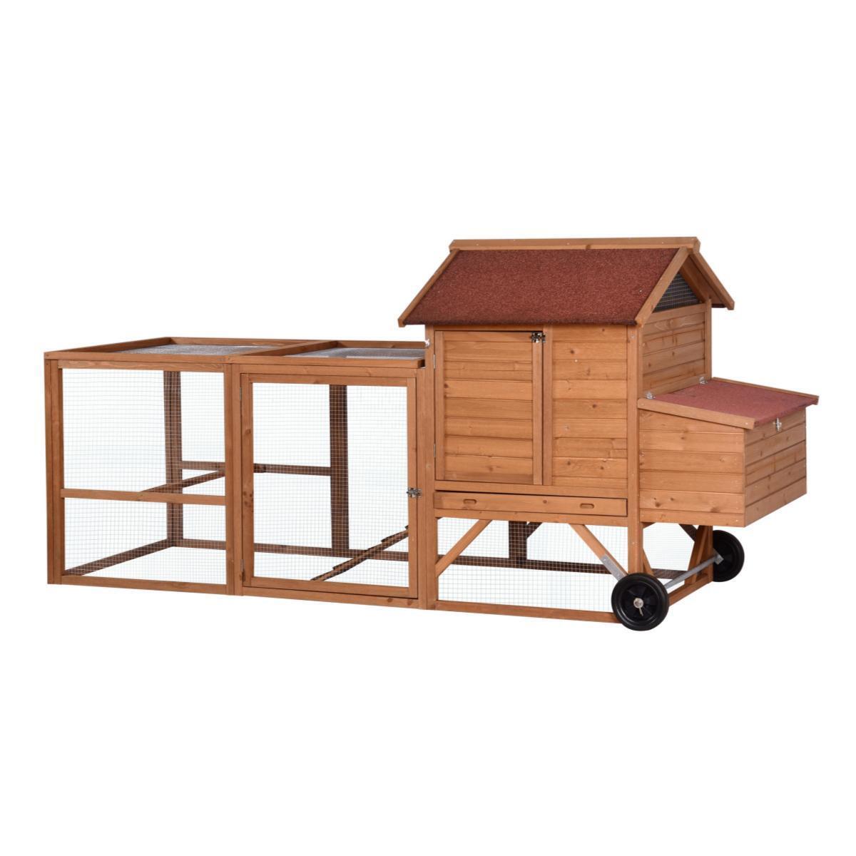 248 cm XL Chicken Coop Rabbit Hutch Ferret Hen Guinea Pig House With Wheels