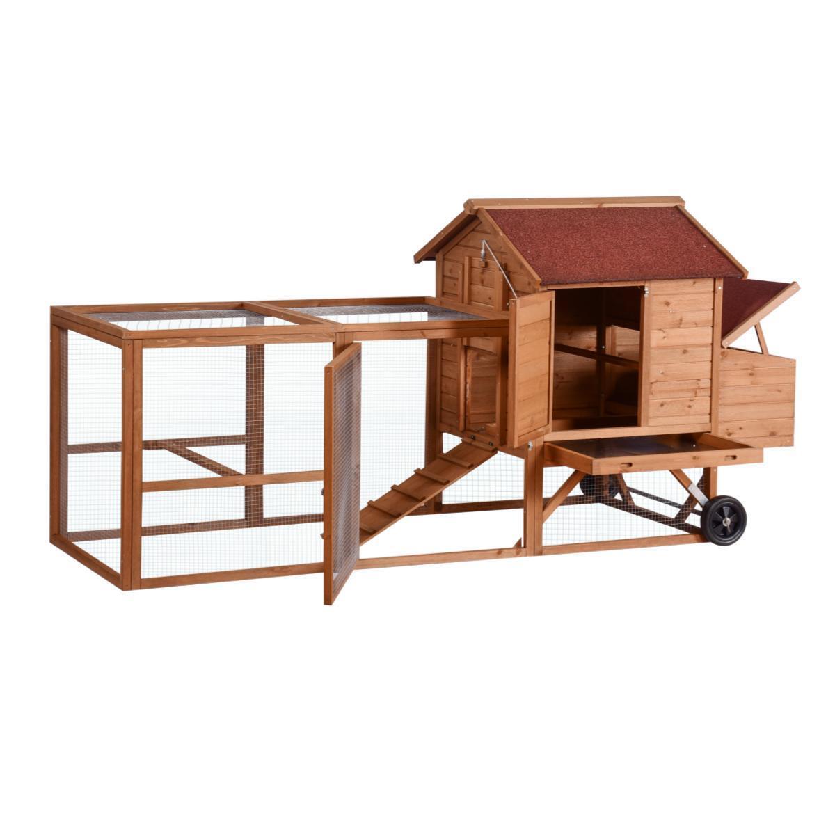 248 cm XL Chicken Coop Rabbit Hutch Ferret Hen Guinea Pig House With Wheels