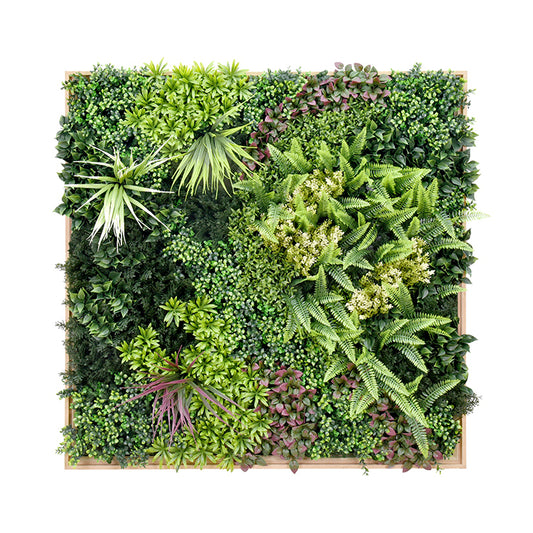 3D Green Artificial Plants Wall Panel Flower Wall Vertical Garden UV Resistant 1Mx1M with Frame