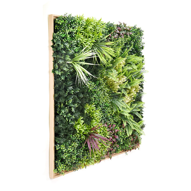 3D Green Artificial Plants Wall Panel Flower Wall Vertical Garden UV Resistant 1Mx1M with Frame