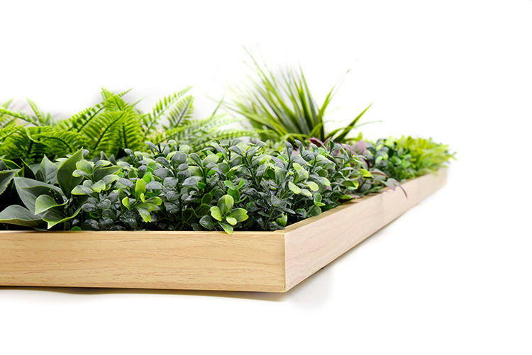 3D Green Artificial Plants Wall Panel Flower Wall Vertical Garden UV Resistant 1Mx1M with Frame