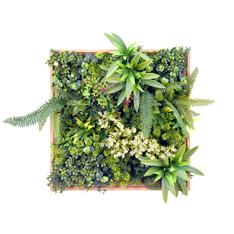3D Artificial Plants Wall Panel Flower Wall Vertical Garden UV Resistant 50x50CM with Frame