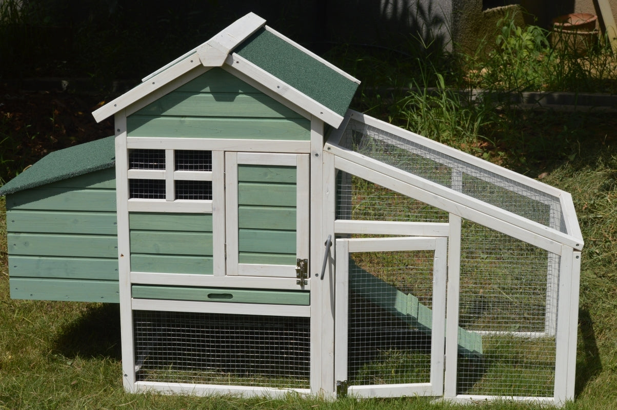 Chicken Coop Green Small with Nesting Box for 2 Chickens / Rabbit Hutch