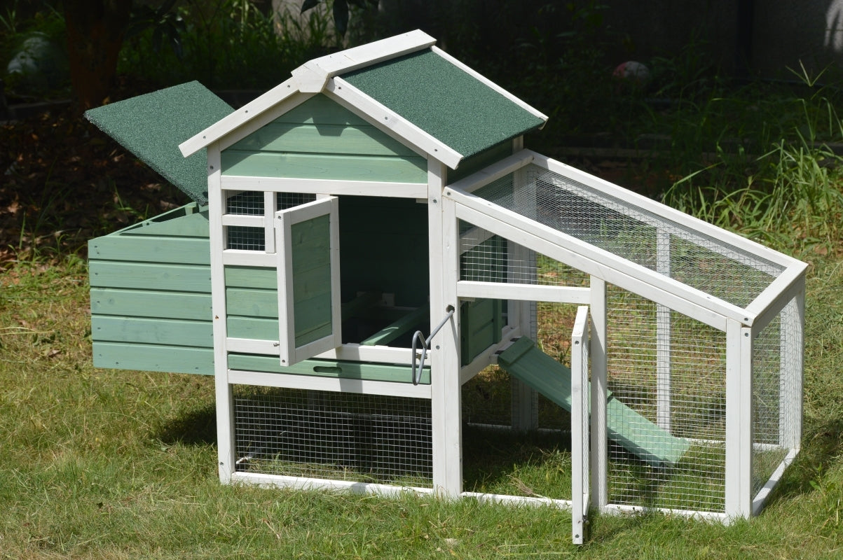 Chicken Coop Green Small with Nesting Box for 2 Chickens / Rabbit Hutch