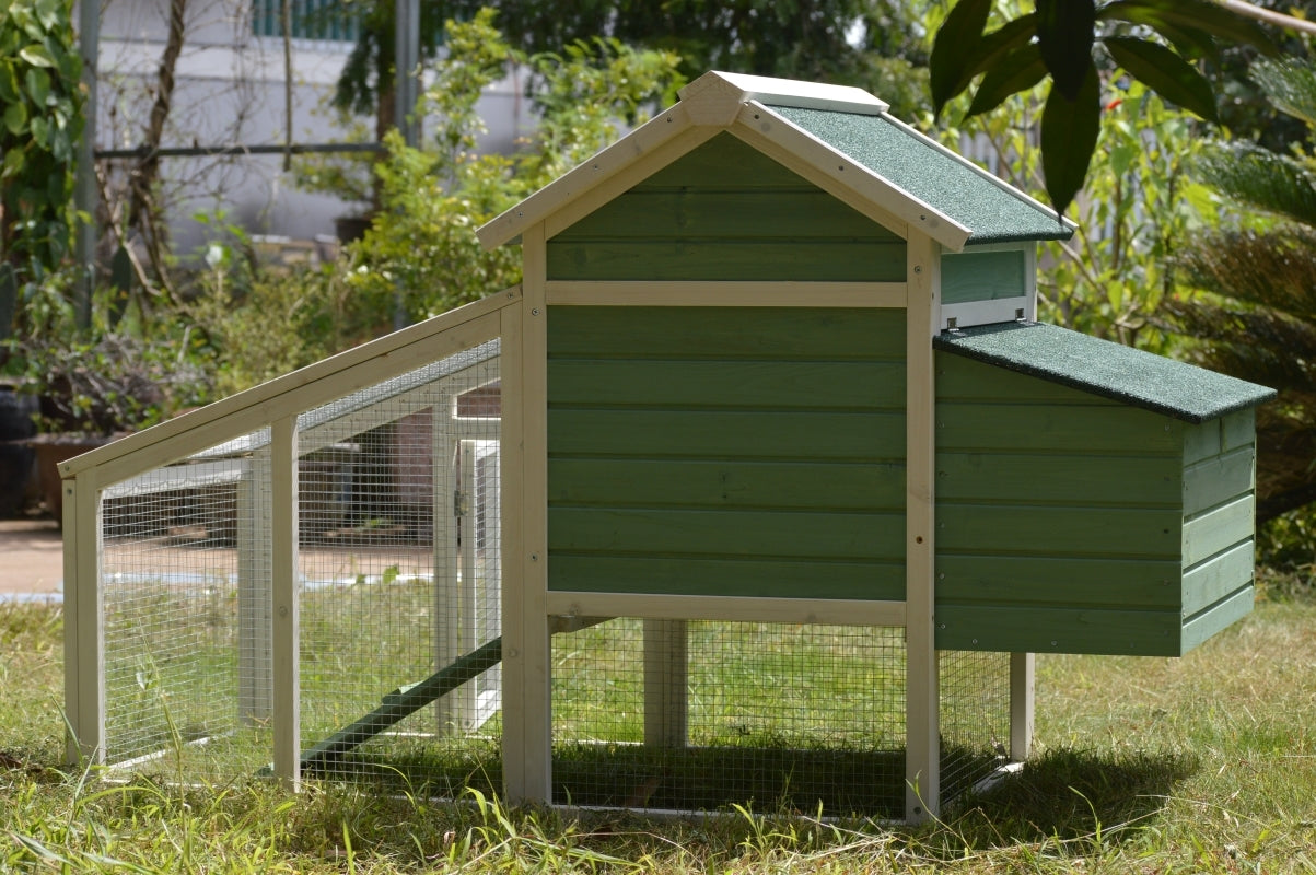 Chicken Coop Green Small with Nesting Box for 2 Chickens / Rabbit Hutch