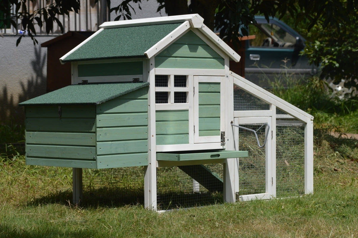 Chicken Coop Green Small with Nesting Box for 2 Chickens / Rabbit Hutch