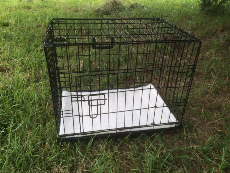 24' Collapsible Metal Dog Crate Puppy Cage Cat Carrier With Mat