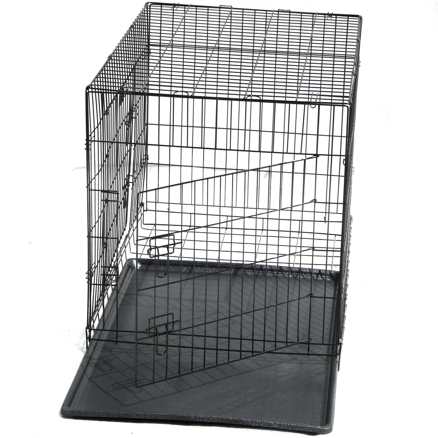 30' Collapsible Metal Dog Crate Cage Cat Carrier With Tray