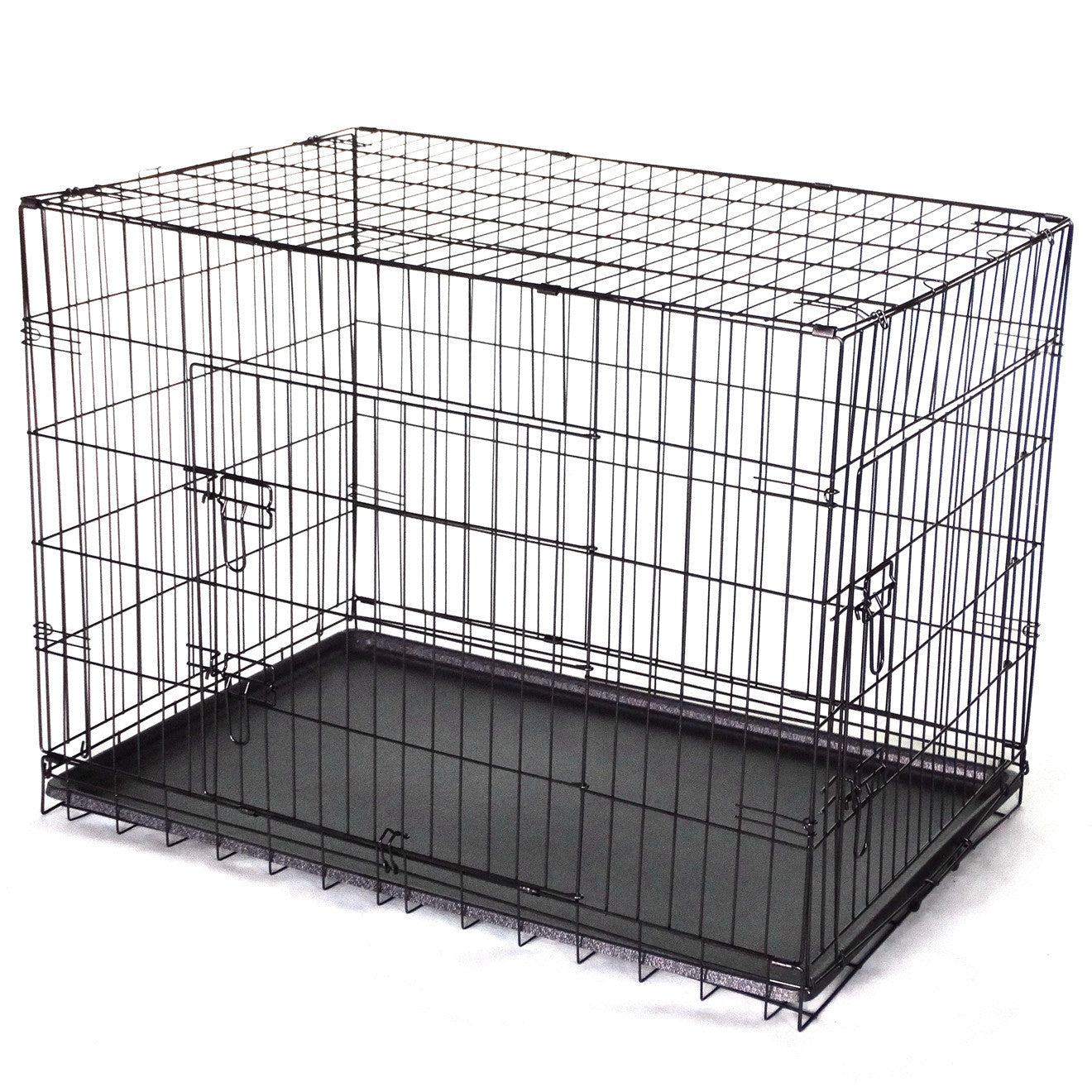 36' Collapsible Metal Dog Cat Crate Cage Carrier With Divider