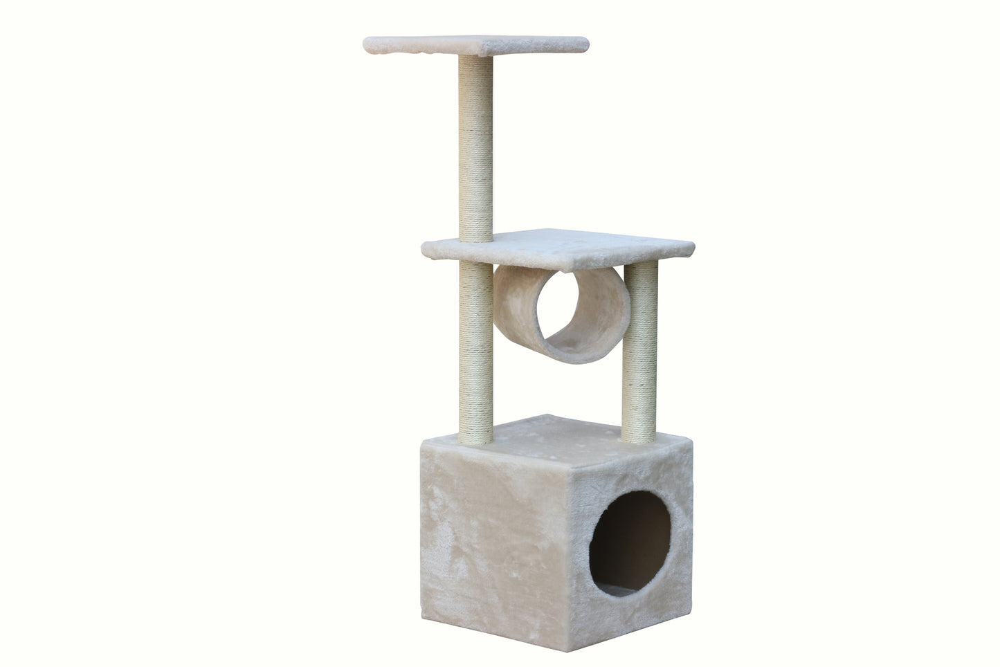 Cat Kitten Scratching Post Tree Scratcher Pole - 112cm Beige