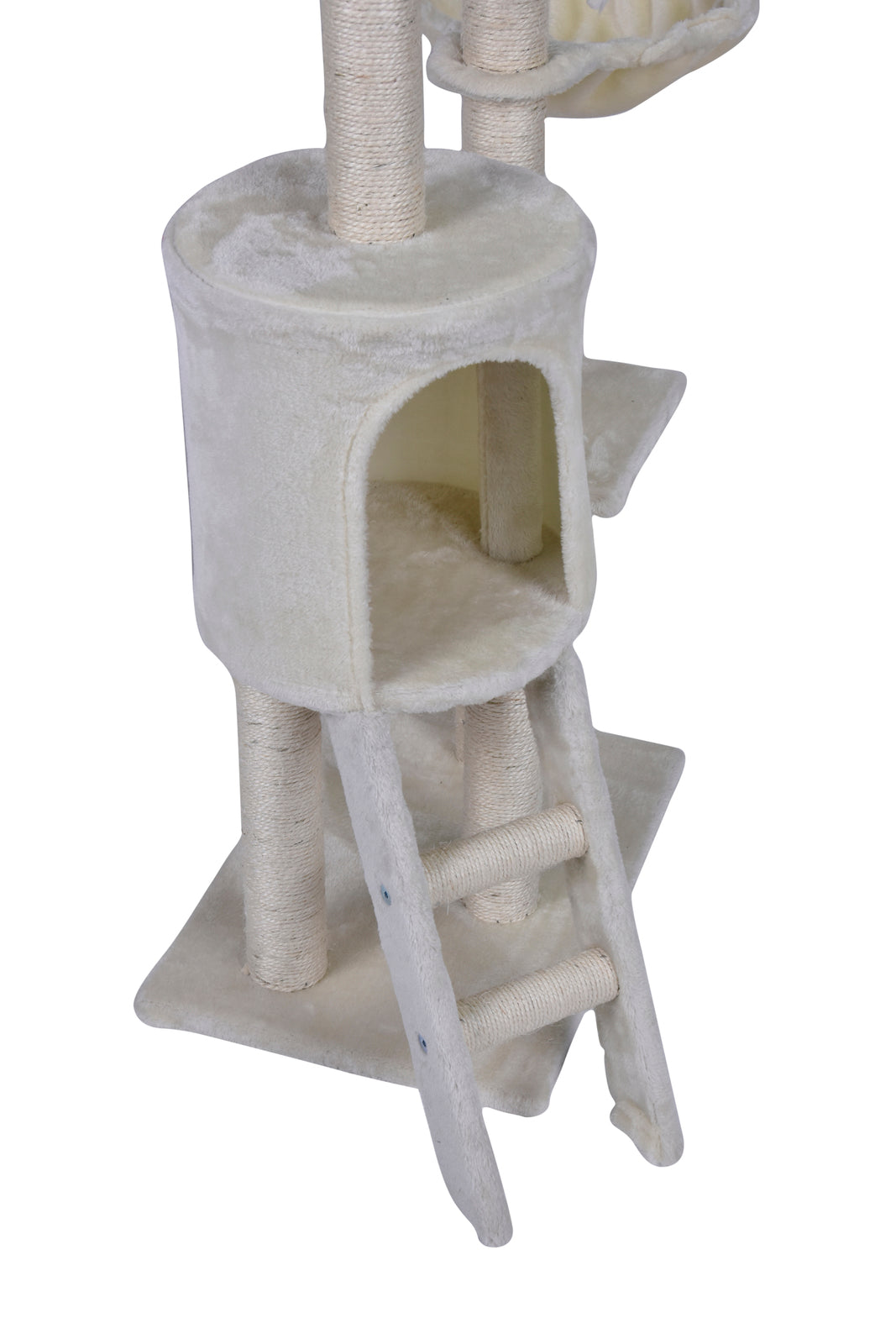 Cat Scratching Post Tree House Tower with Ladder - 138cm Beige