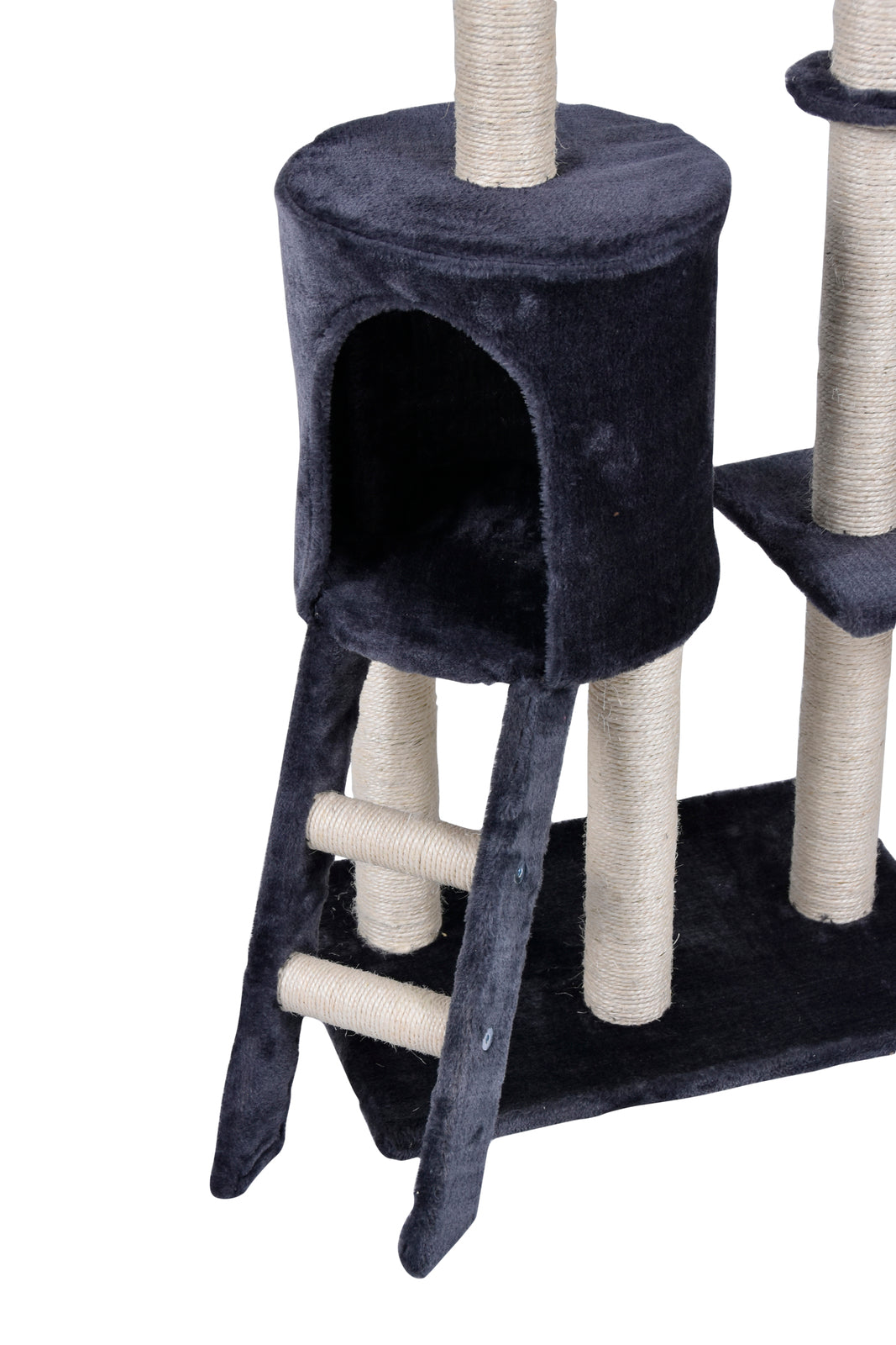 Cat Scratching Post Tree House Tower with Ladder - 138cm Grey