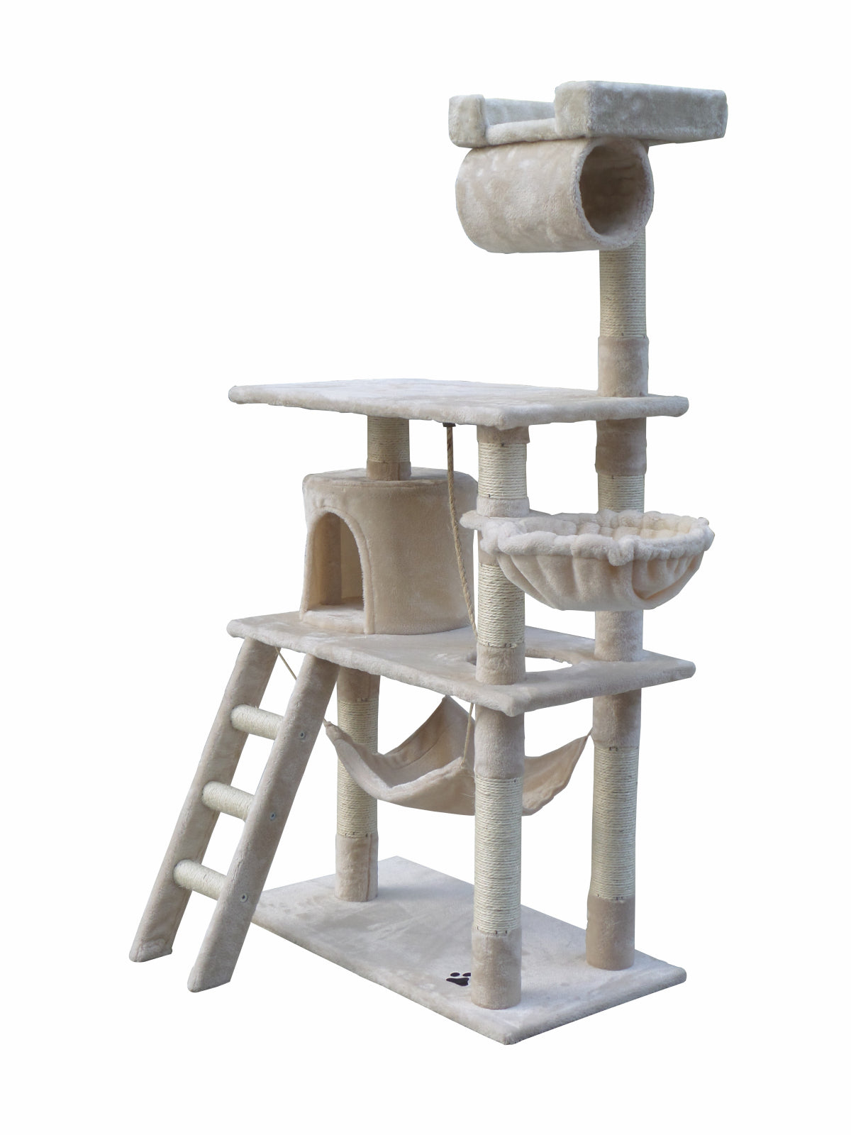 Cat Scratching Post Tree Kitten Ladder & Hammock 140 cm Beige