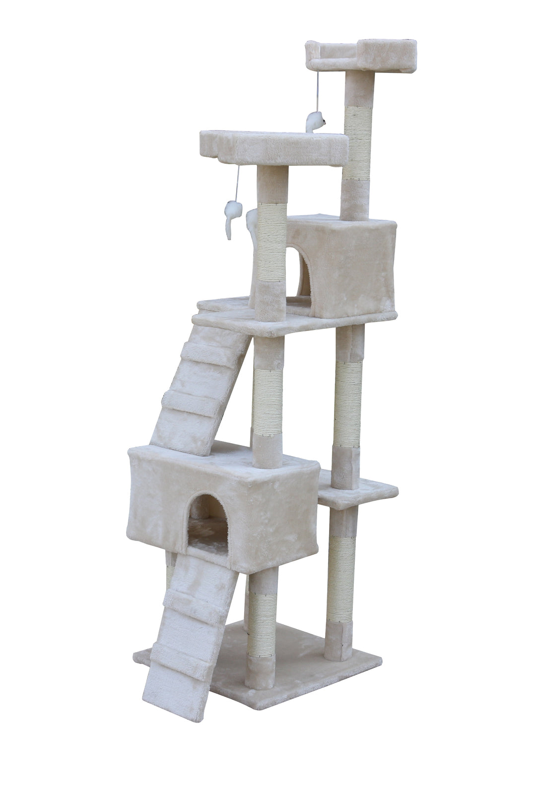 Cat Scratching Post Tree House Tower with Ladder Furniture - 170cm Beige