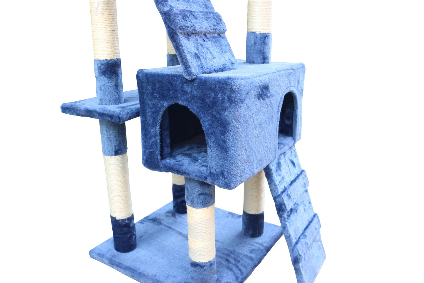 Cat Scratching Post Tree 170cm House Tower with Ladder Furniture - Blue