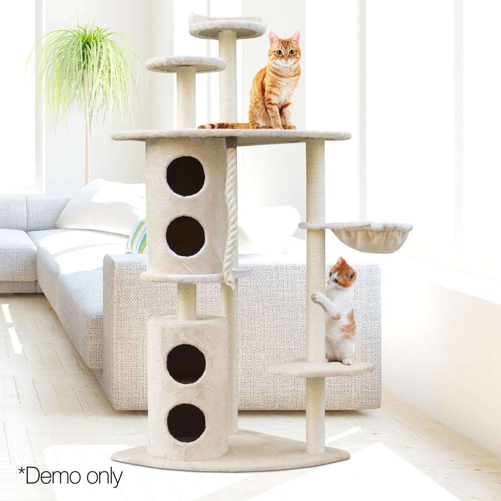 Cat Scratching Post Tree 170cm XL Multi-Level House Tower - Beige