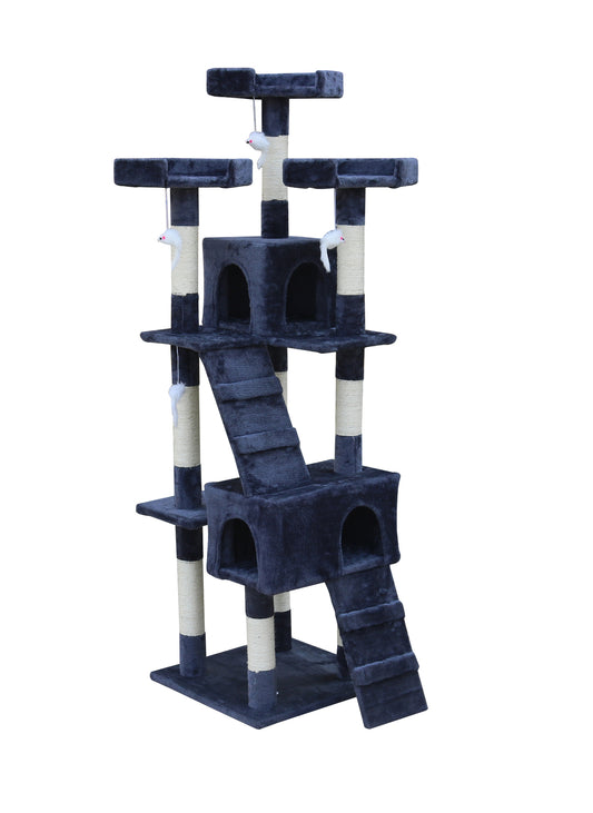 YES4PETS 170cm Cat Scratching Post Tree Post House Tower with Ladder Furniture Grey