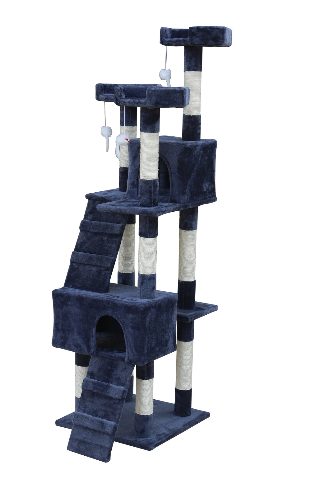 Cat Scratching Post Tree House Tower with Ladder Furniture - 170cm Grey