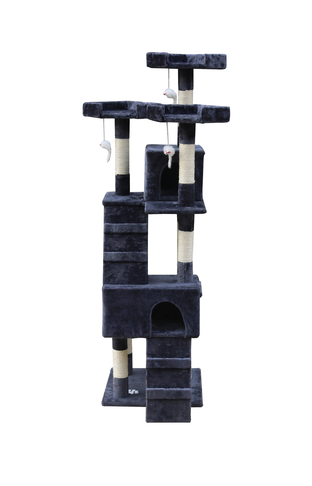 Cat Scratching Post Tree House Tower with Ladder Furniture - 170cm Grey