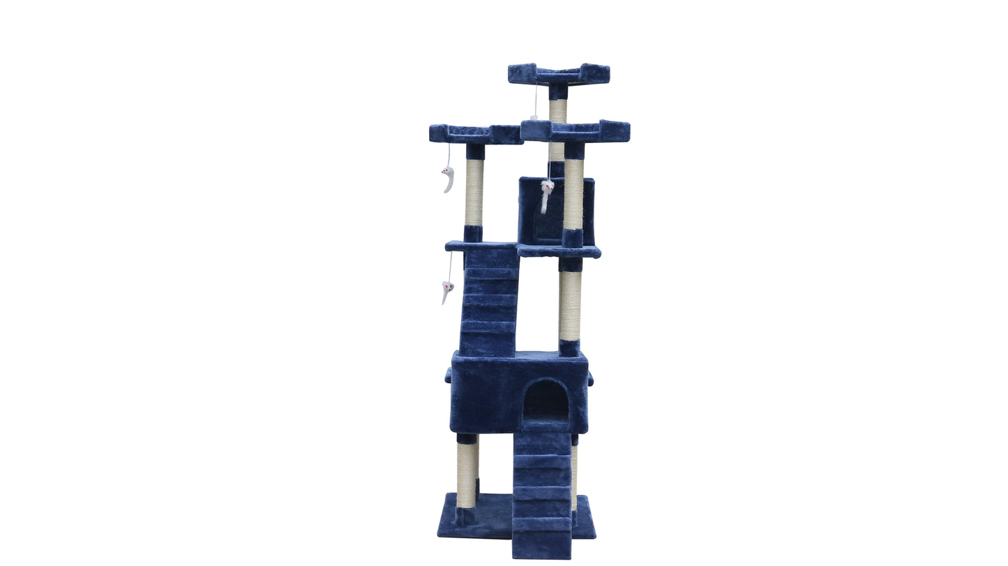 Cat Scratching Post Tree Kitten 180 cm Ladder Blue