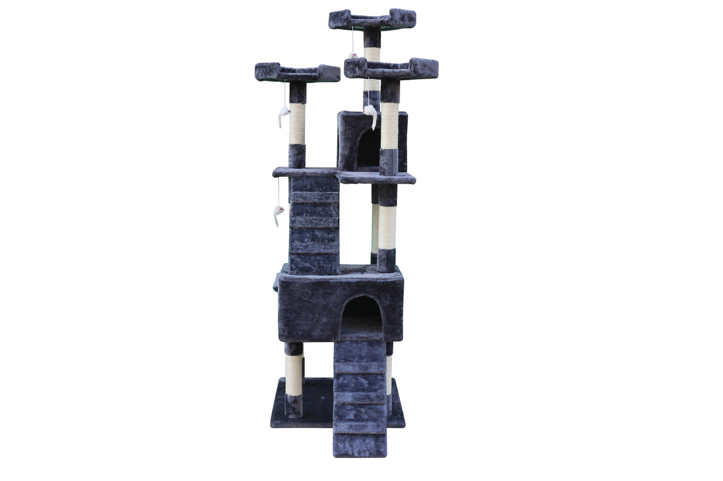 Cat Scratching Post Tree 180cm with Ladder - Grey