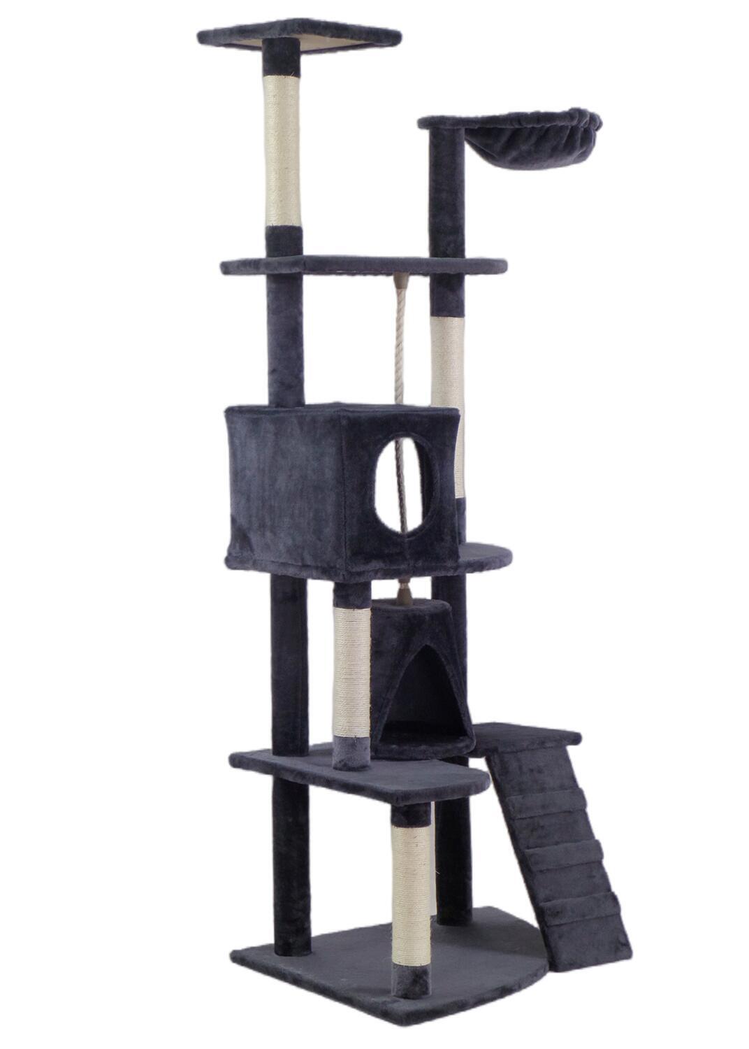 Cat Scratching Post Tree 193cm Sisal Pole Scratcher Tower Condo - Grey