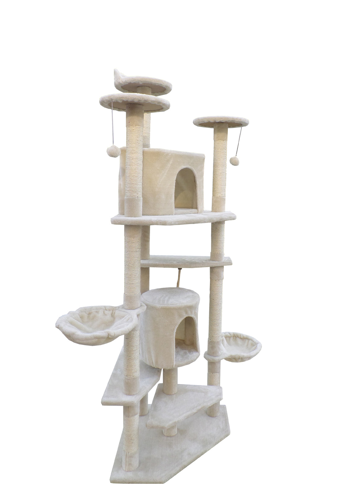 Cat Scratching Post Tree 200cm Scratcher Corner Tower Furniture - Beige