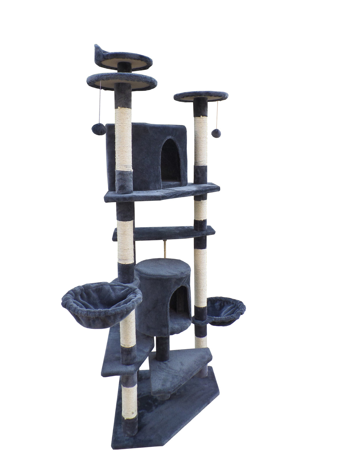 Cat Scratching Post Tree 200cm Scratcher Corner Tower Furniture - Grey