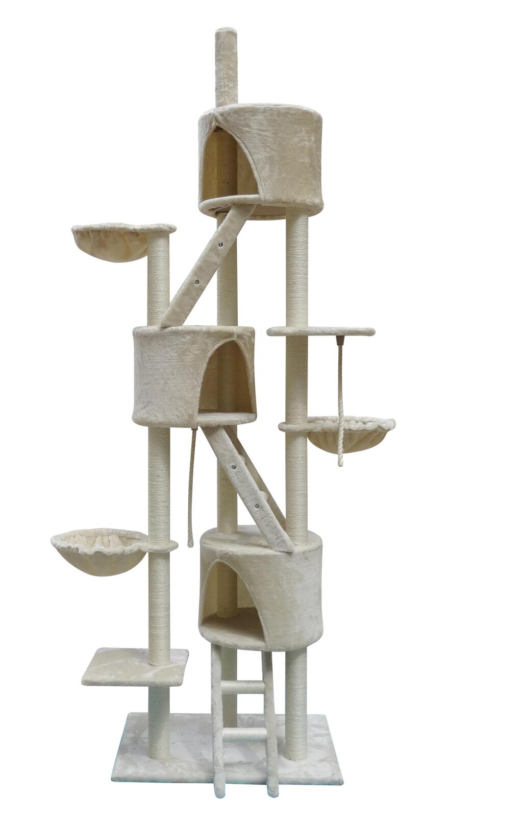 XL Multi Level Cat Scratching Post Tree Scratcher Pole 244 cm Beige