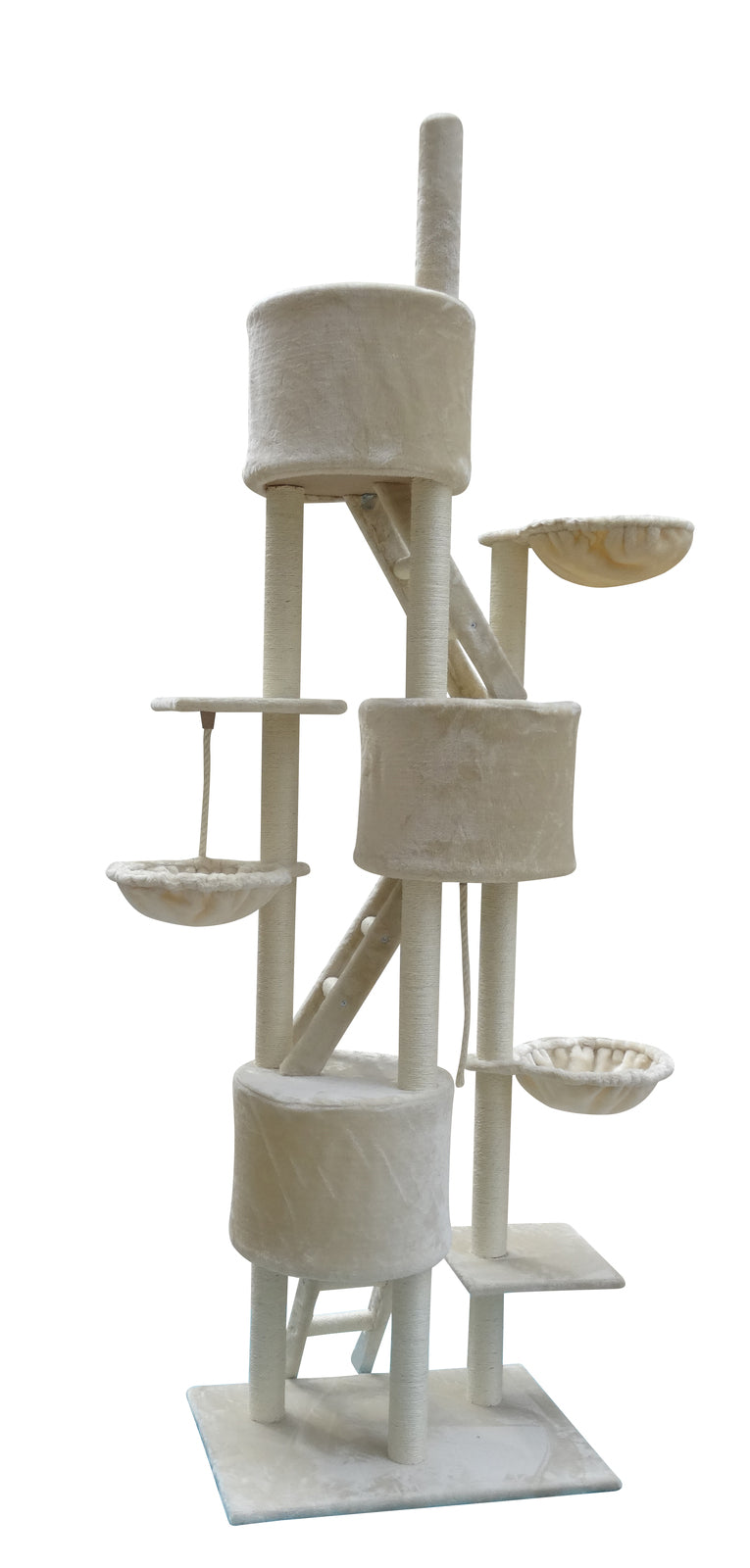 XL Multi Level Cat Scratching Post Tree Scratcher Pole 244 cm Beige