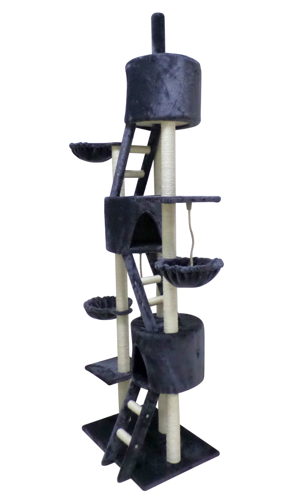 XL Multi Level Cat Scratching Post Tree Scratcher Pole 244 cm Grey