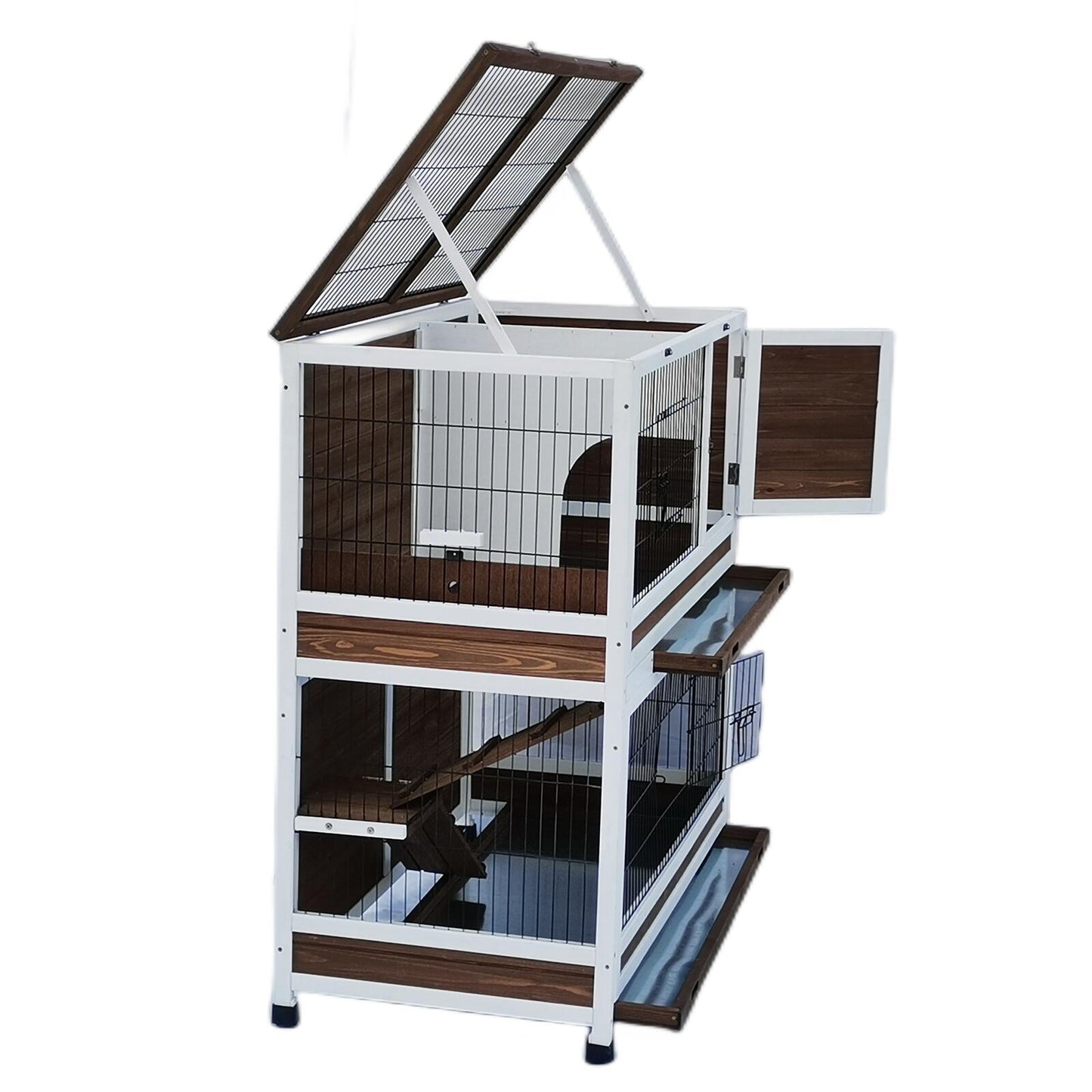 118 cm XL Double Storey Rabbit Hutch Guinea Pig Cat Cage , Ferret cage Cat W Pull Out Tray