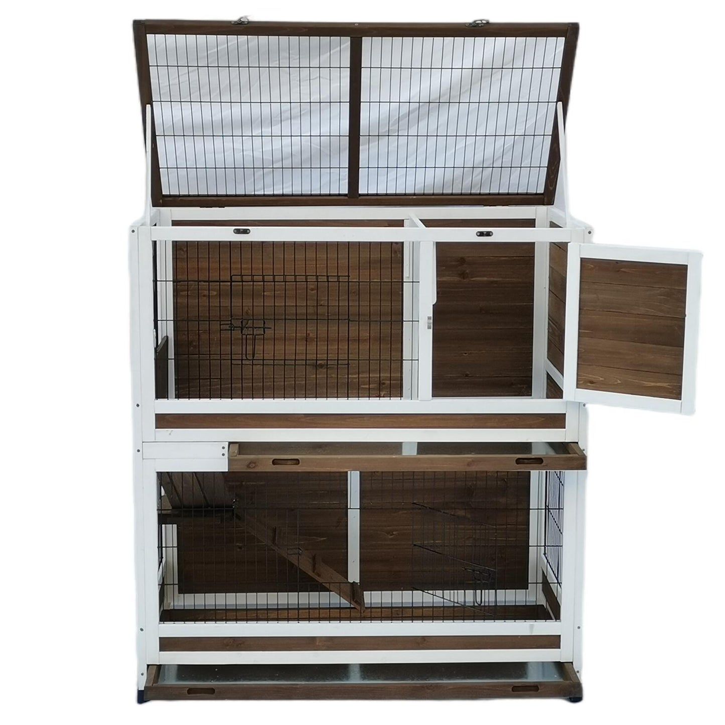 118 cm XL Double Storey Rabbit Hutch Guinea Pig Cat Cage , Ferret cage Cat W Pull Out Tray