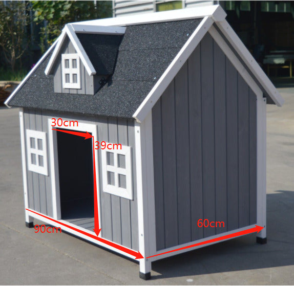 Timber Pet Dog Puppy Wooden Cabin Kennel House - Large Grey