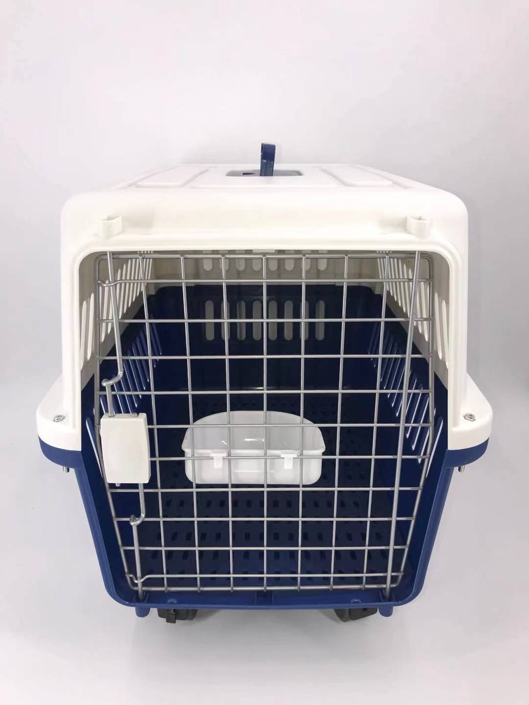 Pet Crate XXL Navy Dog Puppy Cat Carrier Cage with Tray, Bowl & Removable Wheels