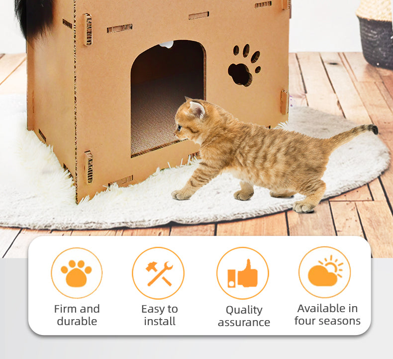 Cat Scratcher Condo Furniture Tower Double Storey Pet Cardboard House