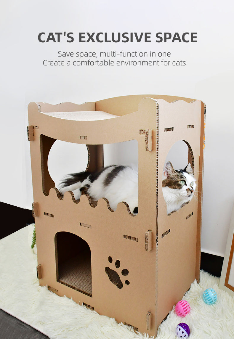 Cat Scratcher Condo Furniture Tower Double Storey Pet Cardboard House