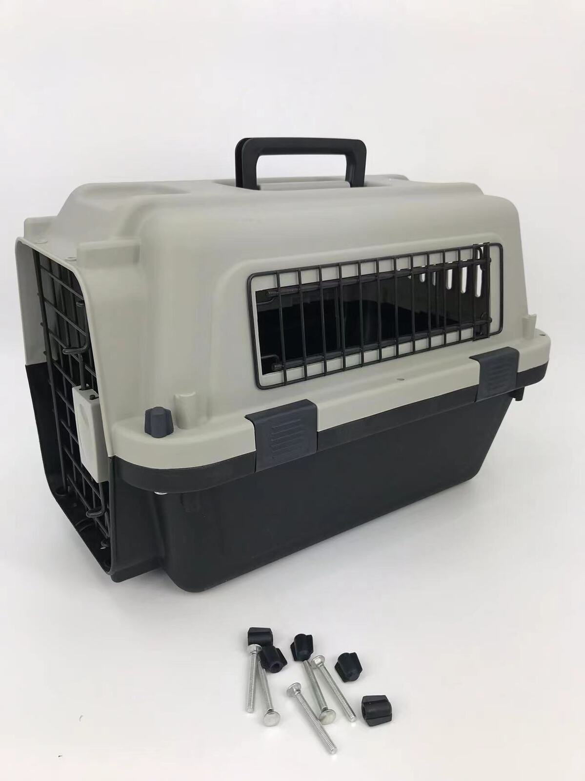 Pet Carrier Medium Portable Dog Cat Travel Bag Cage House Safety Lockable - Grey