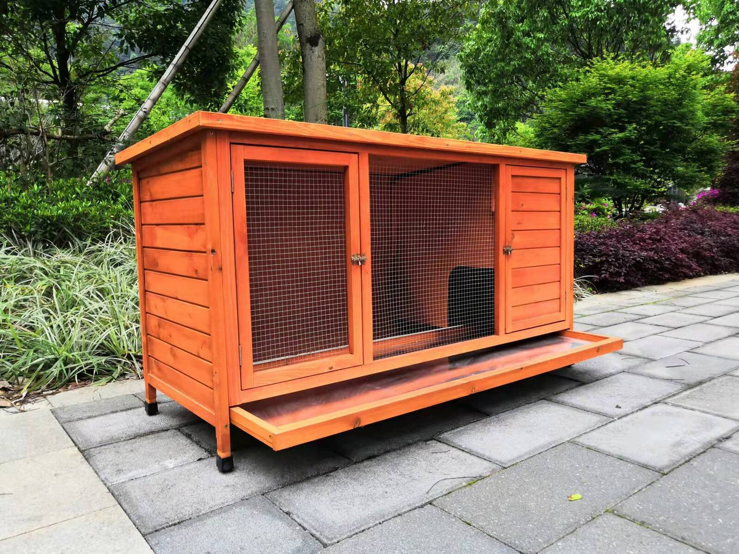 Rabbit Hutch Guinea Pig Cage XXL Ferret Cage Chicken Coop with Pull-Out Tray - 150x60x75cm