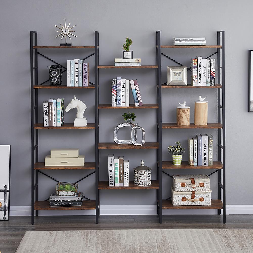 Industrial Shelf Bookshelf - Vintage Wood & Metal Bookcase Furniture for Home & Office