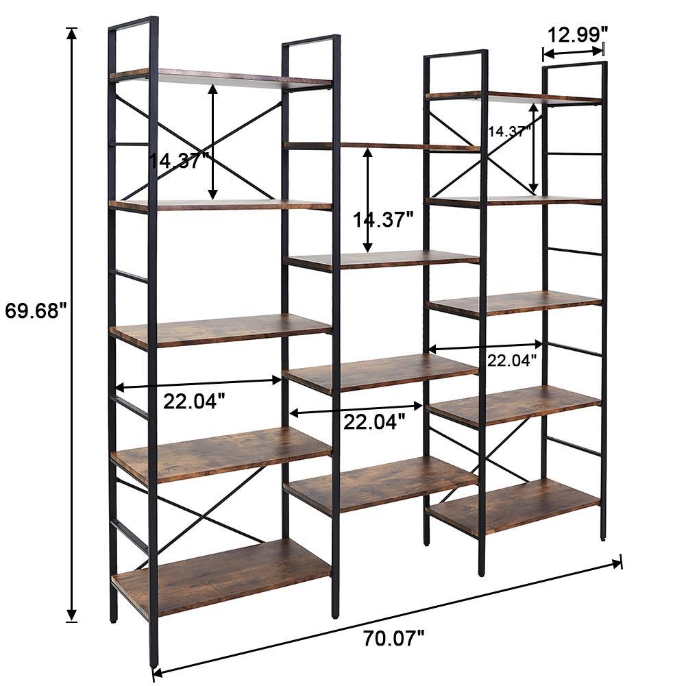 Industrial Shelf Bookshelf - Vintage Wood & Metal Bookcase Furniture for Home & Office