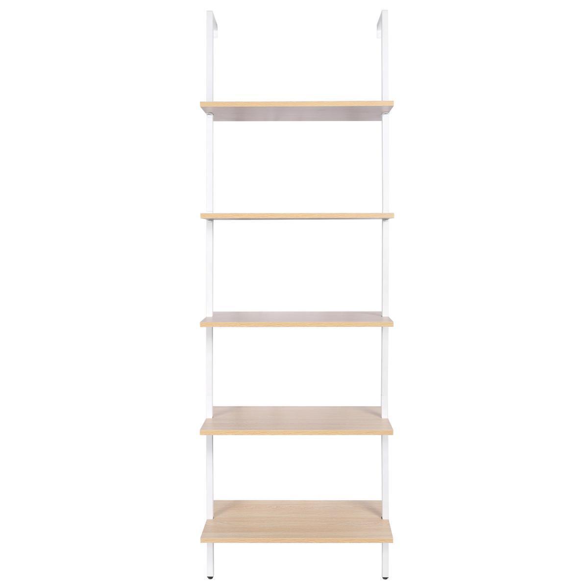 Industrial Ladder Shelf Wood Wall-Mounted Bookcase Storage Rack Shelves Display