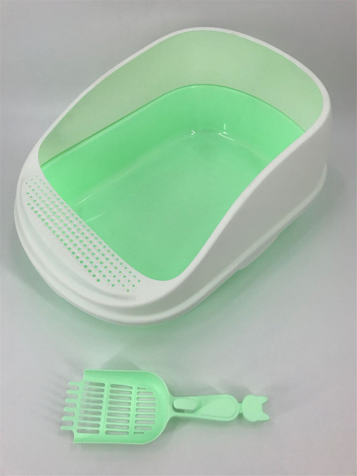 Portable Cat Toilet Litter Box Tray House with Scoop - Large Green